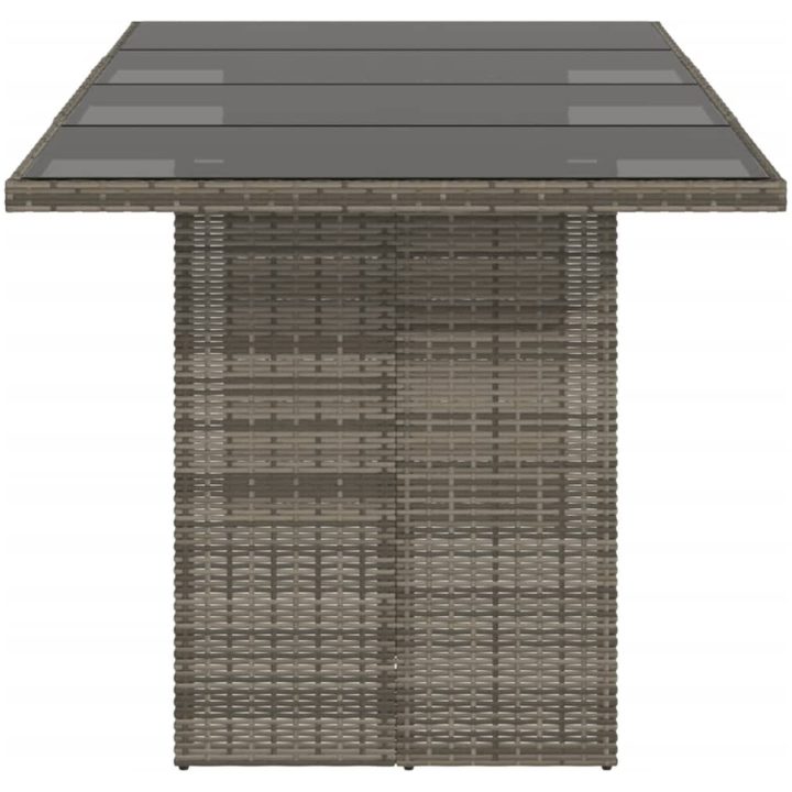 Trädgårdsbord med glasskiva grå 190x80x74 cm konstrotting vidaXL – bild 4