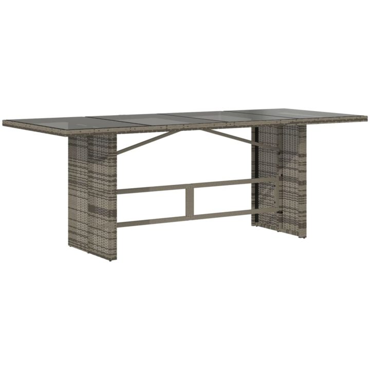 Trädgårdsbord med glasskiva grå 190x80x74 cm konstrotting vidaXL – bild 5