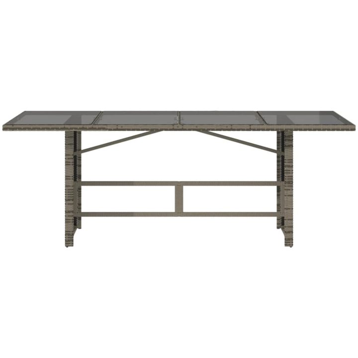 Trädgårdsbord med glasskiva grå 190x80x74 cm konstrotting vidaXL – bild 6