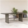Trädgårdsbord med glasskiva grå 190x80x74 cm konstrotting vidaXL – miniatyr 1