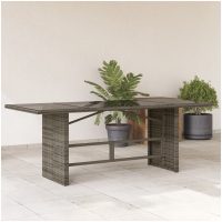 Trädgårdsbord med glasskiva grå 190x80x74 cm konstrotting vidaXL