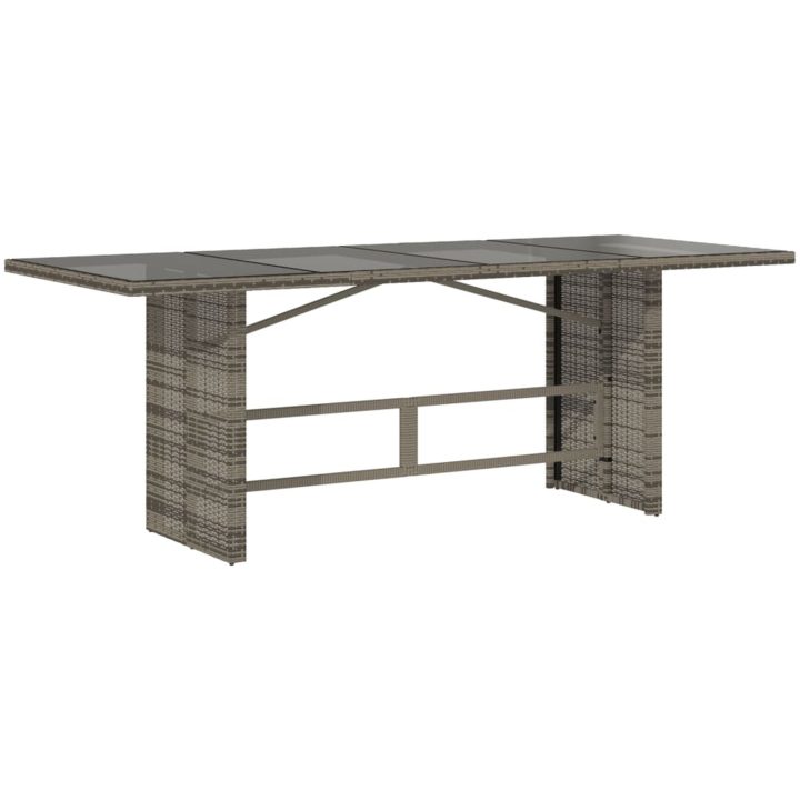 Trädgårdsbord med glasskiva grå 190x80x75 cm konstrotting vidaXL – bild 2