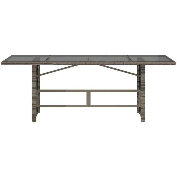 Trädgårdsbord med glasskiva grå 190x80x75 cm konstrotting vidaXL – bild 4
