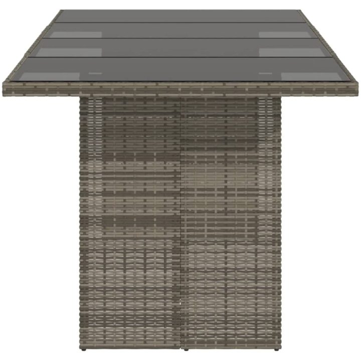 Trädgårdsbord med glasskiva grå 190x80x75 cm konstrotting vidaXL – bild 5