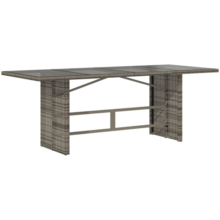 Trädgårdsbord med glasskiva grå 190x80x75 cm konstrotting vidaXL – bild 6