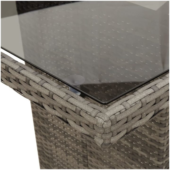 Trädgårdsbord med glasskiva grå 190x80x75 cm konstrotting vidaXL – bild 8