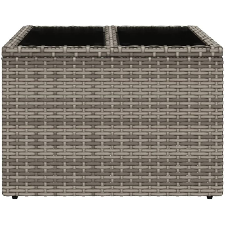 Trädgårdsbord med glasskiva grå 55x55x37 cm konstrotting vidaXL – bild 4