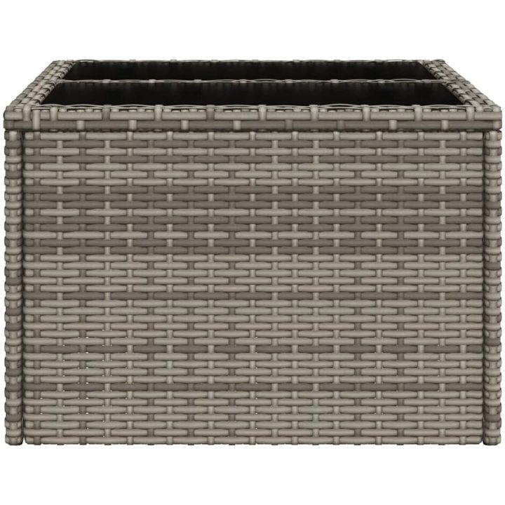 Trädgårdsbord med glasskiva grå 55x55x37 cm konstrotting vidaXL – bild 5