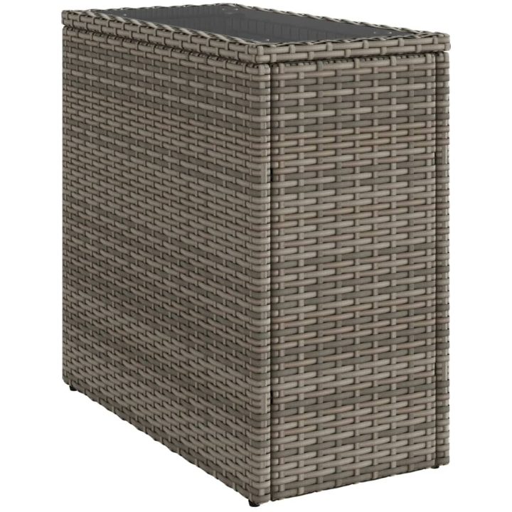 Trädgårdsbord med glasskiva grå 58x27,5x55 cm konstrotting vidaXL – bild 2