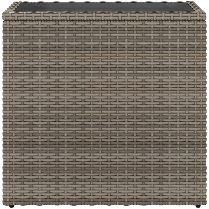 Trädgårdsbord med glasskiva grå 58x27,5x55 cm konstrotting vidaXL – bild 5