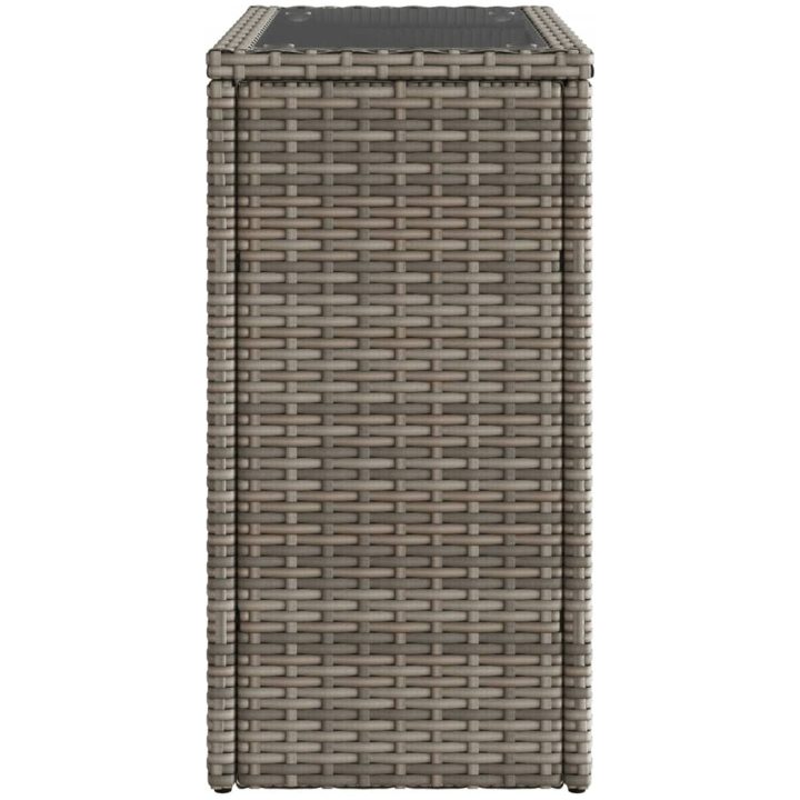 Trädgårdsbord med glasskiva grå 58x27,5x55 cm konstrotting vidaXL – bild 6