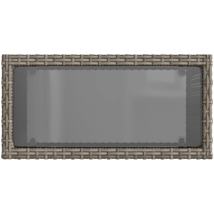 Trädgårdsbord med glasskiva grå 58x27,5x55 cm konstrotting vidaXL – bild 8