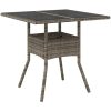 Trädgårdsbord med glasskiva grå 80x80x75 cm konstrotting vidaXL – miniatyr 2
