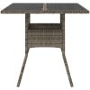 Trädgårdsbord med glasskiva grå 80x80x75 cm konstrotting vidaXL – miniatyr 4