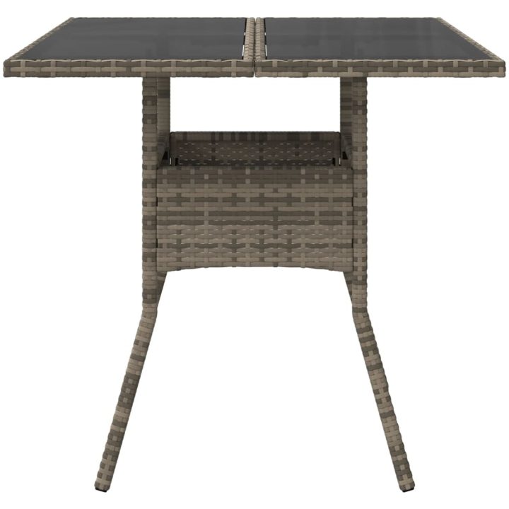 Trädgårdsbord med glasskiva grå 80x80x75 cm konstrotting vidaXL – bild 4
