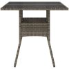 Trädgårdsbord med glasskiva grå 80x80x75 cm konstrotting vidaXL – miniatyr 5