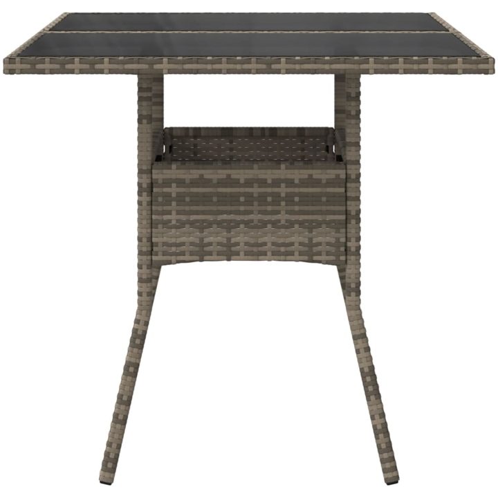 Trädgårdsbord med glasskiva grå 80x80x75 cm konstrotting vidaXL – bild 5