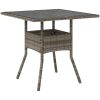 Trädgårdsbord med glasskiva grå 80x80x75 cm konstrotting vidaXL – miniatyr 6