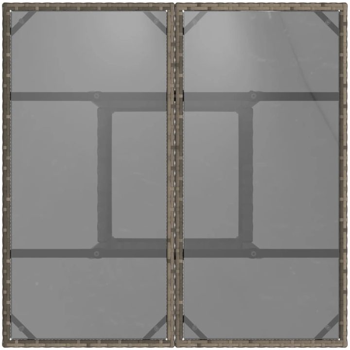 Trädgårdsbord med glasskiva grå 80x80x75 cm konstrotting vidaXL – bild 7