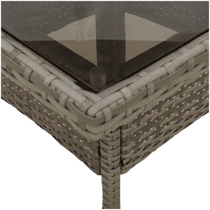 Trädgårdsbord med glasskiva grå 80x80x75 cm konstrotting vidaXL – bild 8