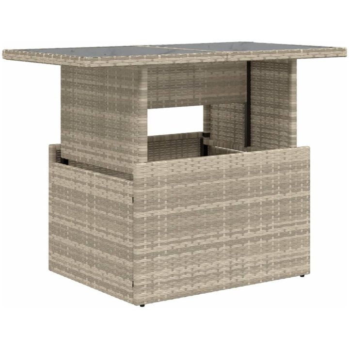 Trädgårdsbord med glasskiva ljusgrå 100x55x73 cm konstrotting vidaXL – bild 2
