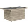 Trädgårdsbord med glasskiva ljusgrå 100x55x73 cm konstrotting vidaXL – miniatyr 4
