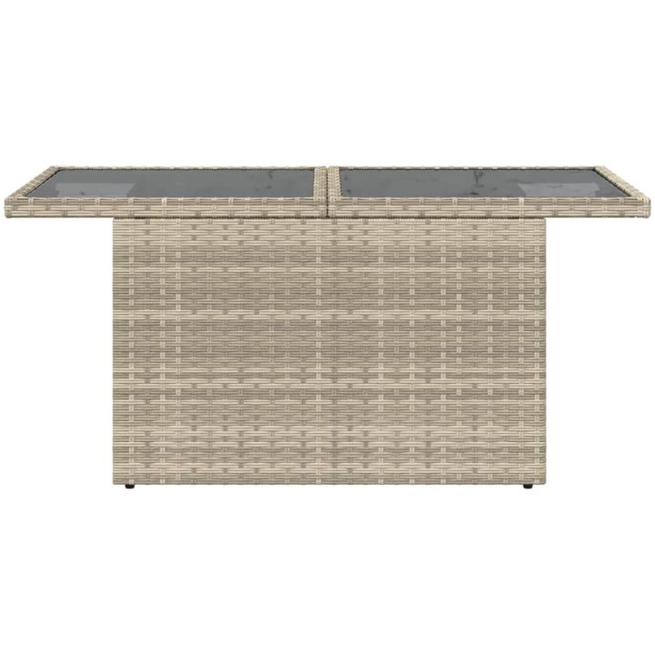Trädgårdsbord med glasskiva ljusgrå 100x55x73 cm konstrotting vidaXL – bild 5