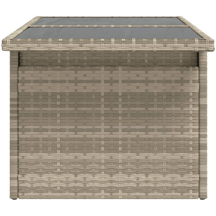 Trädgårdsbord med glasskiva ljusgrå 100x55x73 cm konstrotting vidaXL – bild 6