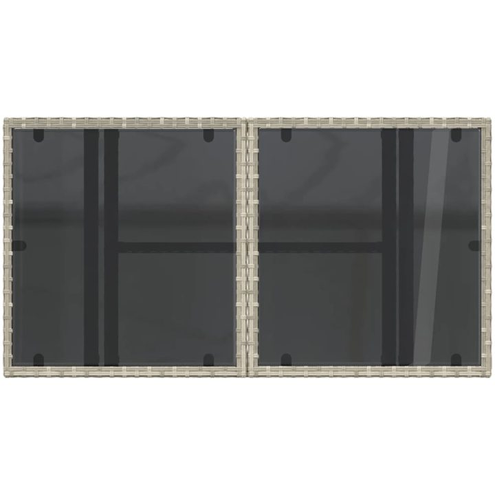 Trädgårdsbord med glasskiva ljusgrå 100x55x73 cm konstrotting vidaXL – bild 9