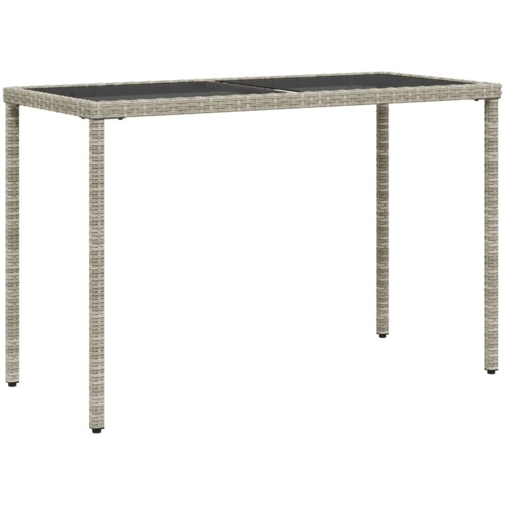 Trädgårdsbord med glasskiva ljusgrå 115x54x74 cm konstrotting vidaXL – bild 2