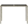 Trädgårdsbord med glasskiva ljusgrå 115x54x74 cm konstrotting vidaXL – miniatyr 4