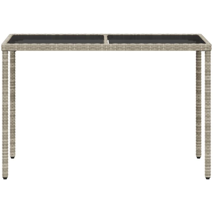 Trädgårdsbord med glasskiva ljusgrå 115x54x74 cm konstrotting vidaXL – bild 4