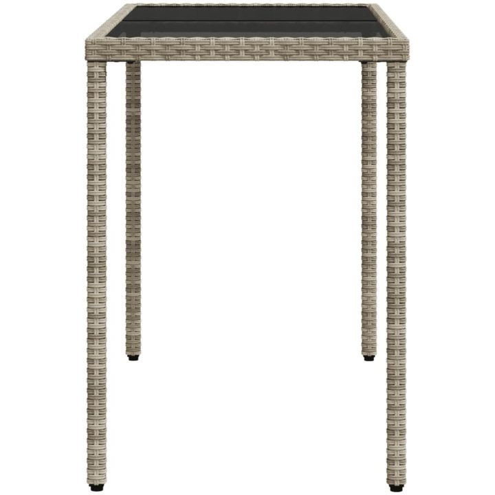 Trädgårdsbord med glasskiva ljusgrå 115x54x74 cm konstrotting vidaXL – bild 5