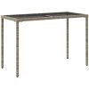 Trädgårdsbord med glasskiva ljusgrå 115x54x74 cm konstrotting vidaXL – miniatyr 6