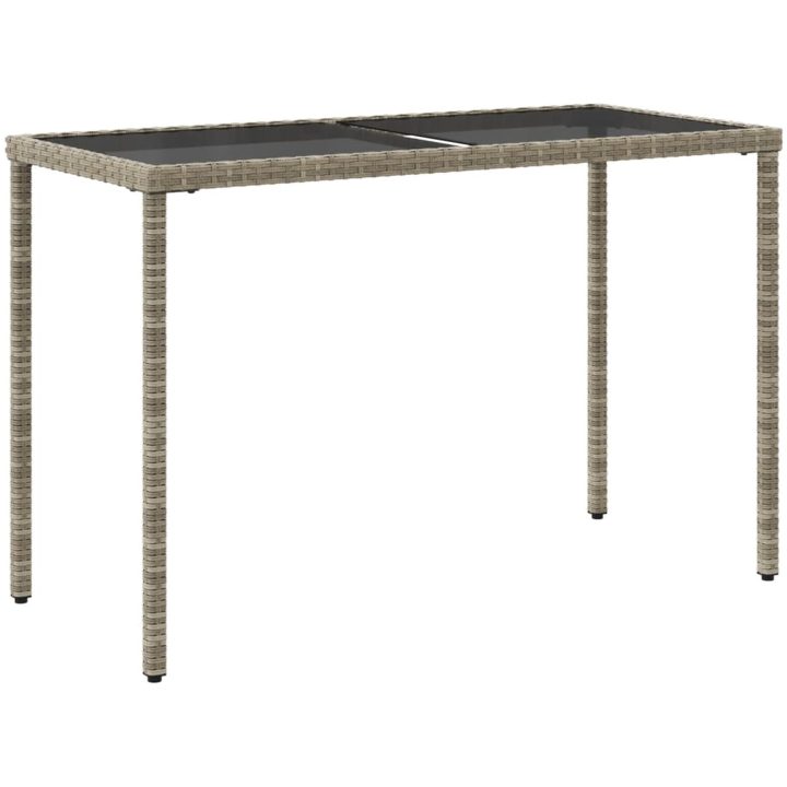 Trädgårdsbord med glasskiva ljusgrå 115x54x74 cm konstrotting vidaXL – bild 6