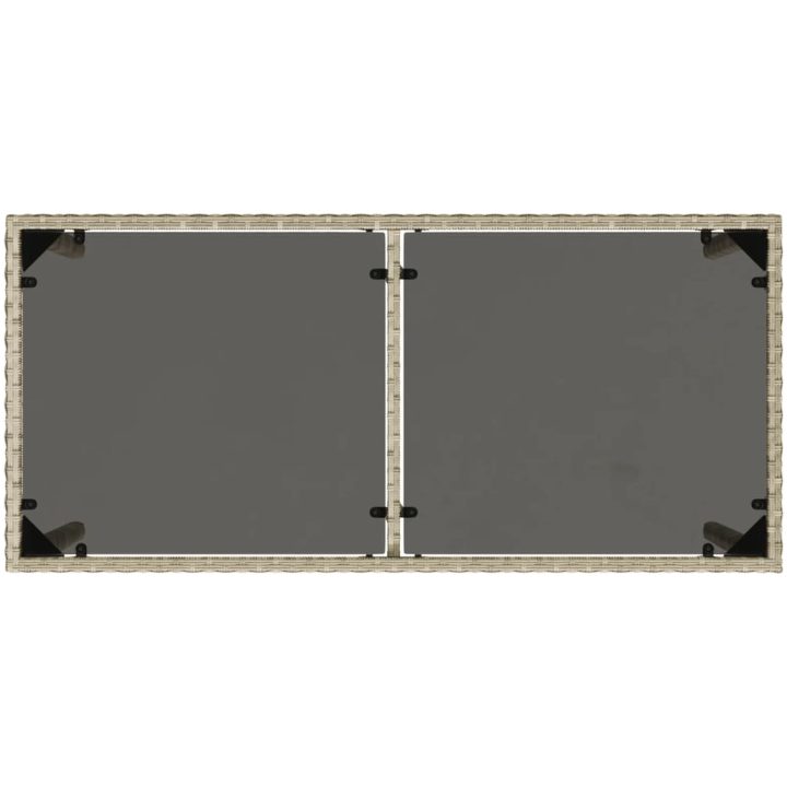 Trädgårdsbord med glasskiva ljusgrå 115x54x74 cm konstrotting vidaXL – bild 7