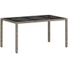 Trädgårdsbord med glasskiva ljusgrå 150x90x75 cm konstrotting vidaXL – miniatyr 2