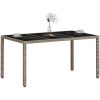 Trädgårdsbord med glasskiva ljusgrå 150x90x75 cm konstrotting vidaXL – miniatyr 4