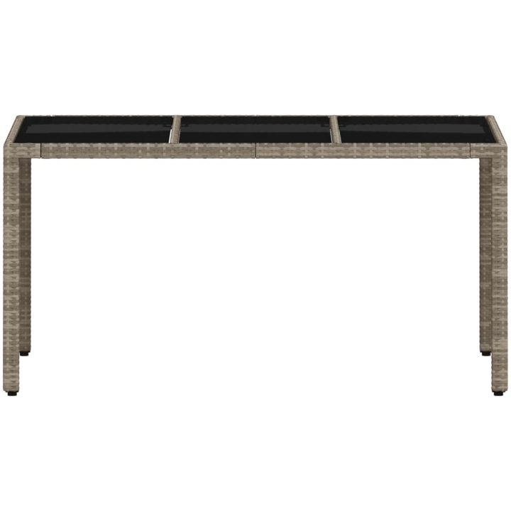 Trädgårdsbord med glasskiva ljusgrå 150x90x75 cm konstrotting vidaXL – bild 5
