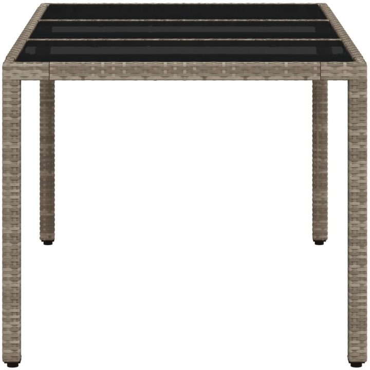 Trädgårdsbord med glasskiva ljusgrå 150x90x75 cm konstrotting vidaXL – bild 6