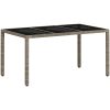 Trädgårdsbord med glasskiva ljusgrå 150x90x75 cm konstrotting vidaXL – miniatyr 7