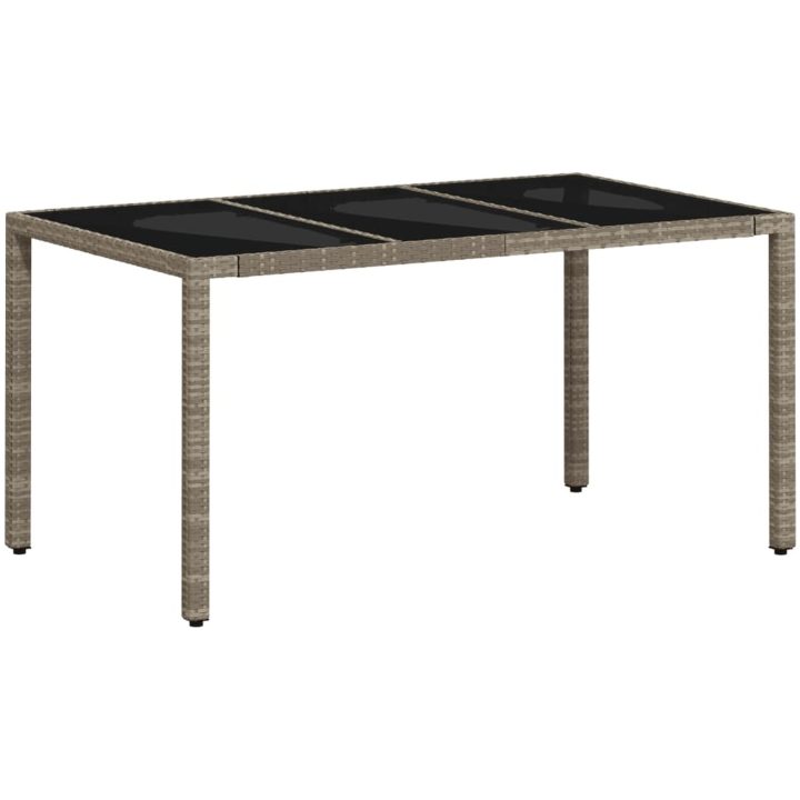 Trädgårdsbord med glasskiva ljusgrå 150x90x75 cm konstrotting vidaXL – bild 7