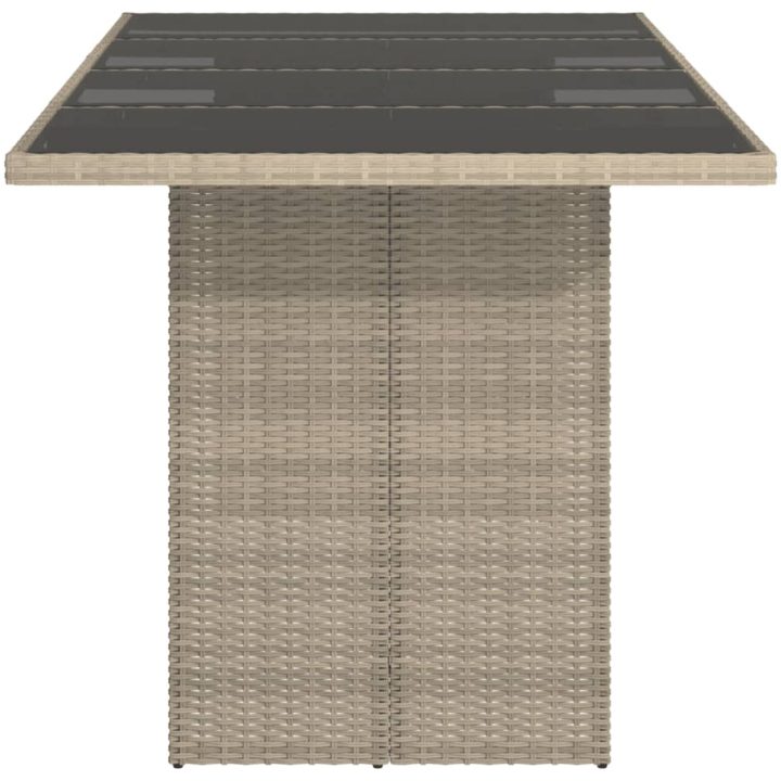 Trädgårdsbord med glasskiva ljusgrå 190x80x74 cm konstrotting vidaXL – bild 4
