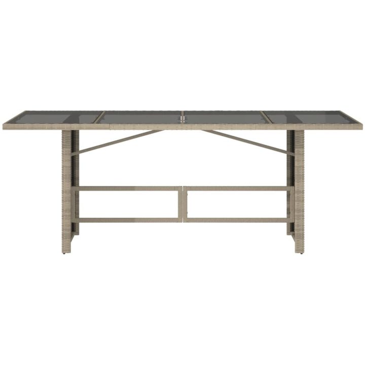 Trädgårdsbord med glasskiva ljusgrå 190x80x74 cm konstrotting vidaXL – bild 6