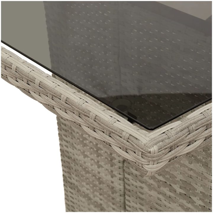 Trädgårdsbord med glasskiva ljusgrå 190x80x74 cm konstrotting vidaXL – bild 8