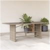 Trädgårdsbord med glasskiva ljusgrå 190x80x74 cm konstrotting vidaXL – miniatyr 1