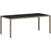 Trädgårdsbord med glasskiva ljusgrå 190x90x75 cm konstrotting vidaXL – miniatyr 2