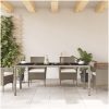 Trädgårdsbord med glasskiva ljusgrå 190x90x75 cm konstrotting vidaXL – miniatyr 3