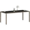 Trädgårdsbord med glasskiva ljusgrå 190x90x75 cm konstrotting vidaXL – miniatyr 4