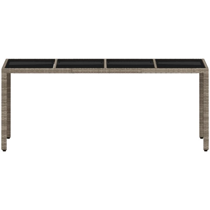 Trädgårdsbord med glasskiva ljusgrå 190x90x75 cm konstrotting vidaXL – bild 5
